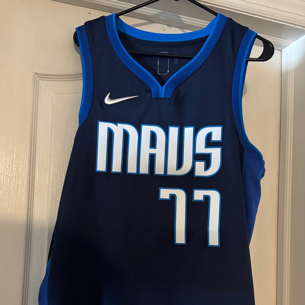 Nike Mavs Navy and Blue Basketball Jersey